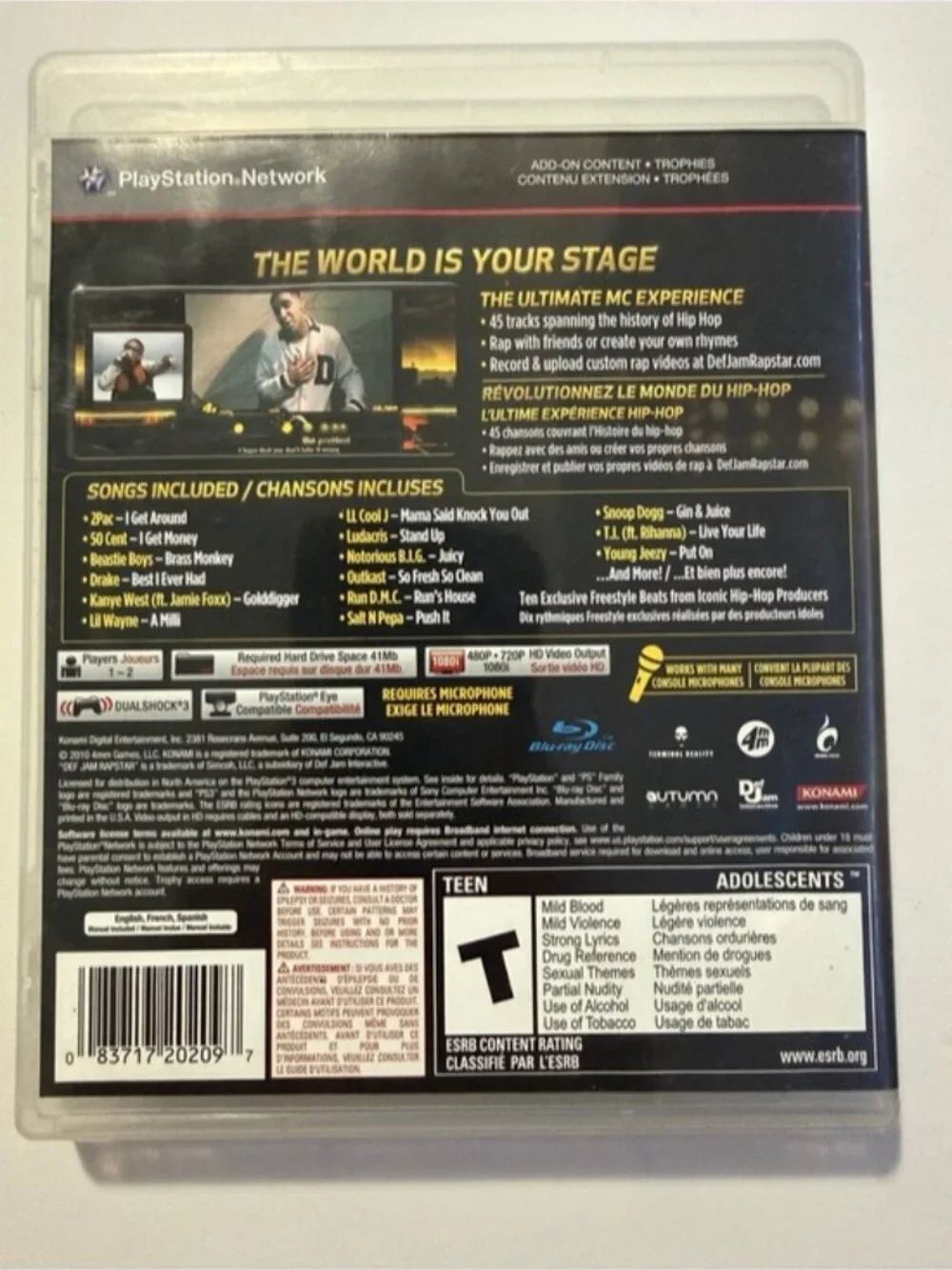 Def Jam Rapstar PS3 Complete w/ Case & Disc Tested